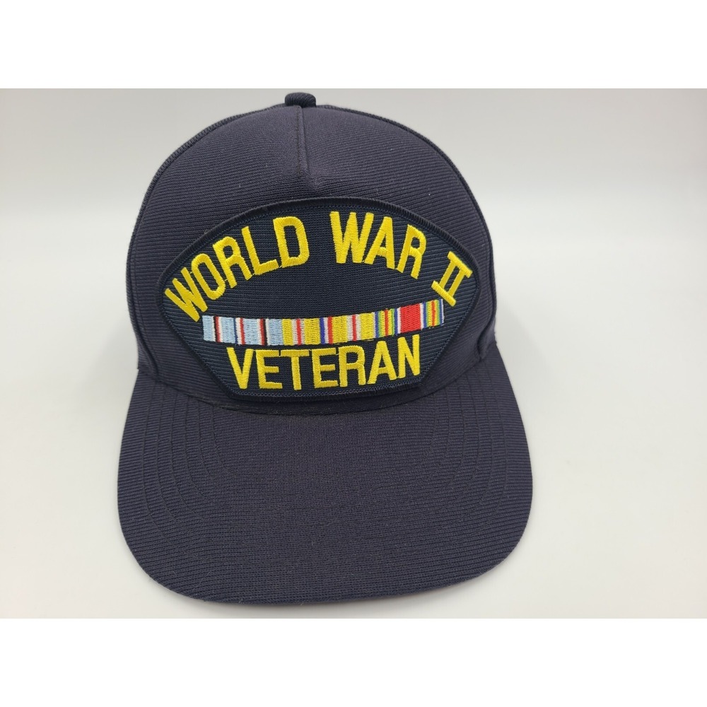 Vintage World War II Veteran Eagle Crest Snapback Hat Cap Military Army US Navy
